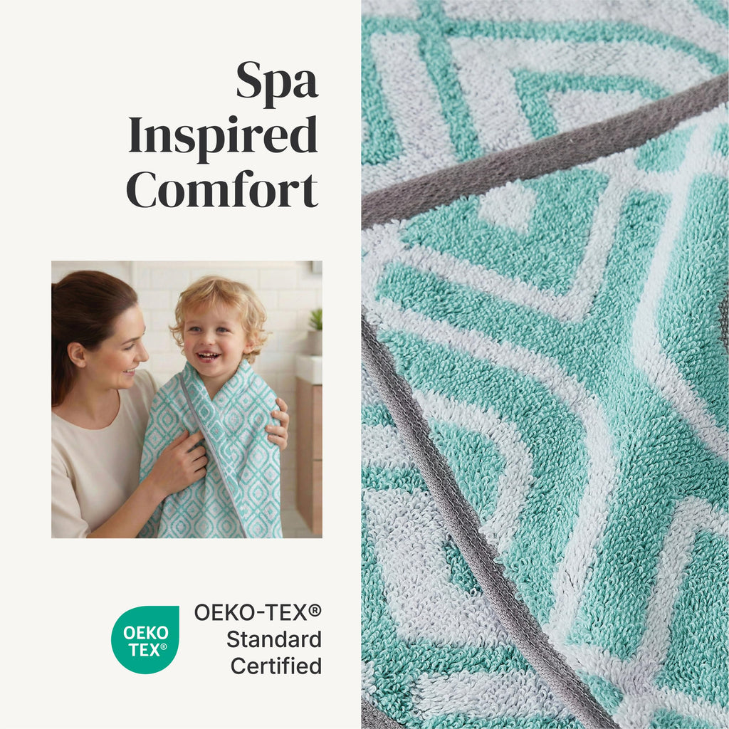 Modern Threads 6 Piece Bath Towel Set – Bathroom Set with 2 Bath Towels, 2 Hand Towels, and 2 Wash Cloths – 100% Cotton, Super Absorbent & Extra Soft – Reversible Pattern