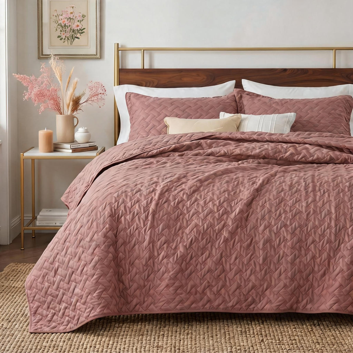 Bedsure Lightweight Basket-Weave Quilt Bedspread Set