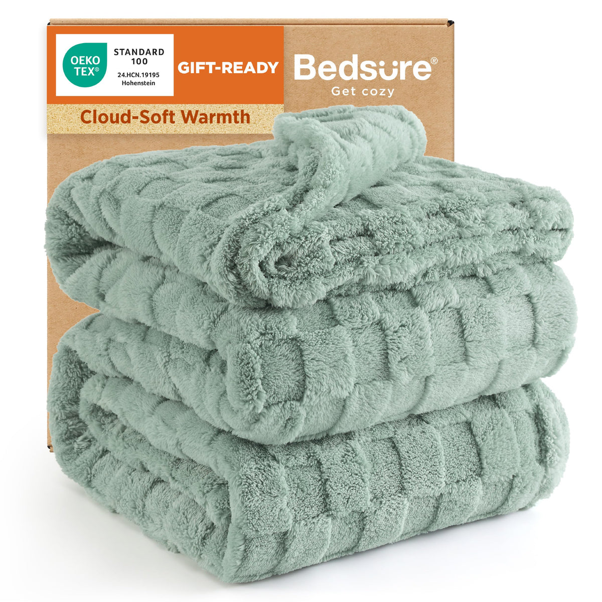 Bedsure GentleSoft Throw Blanket Checkered Fleece Blankets