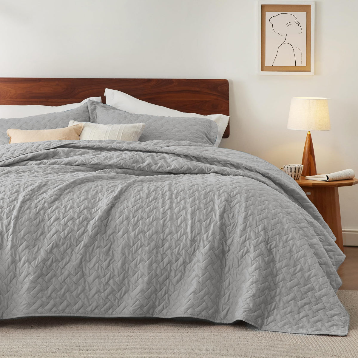 Bedsure Lightweight Basket-Weave Quilt Bedspread Set