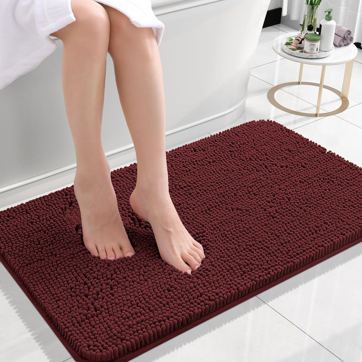 OLANLY Extra-Soft Absorbent Chenille Bathroom Rug Mat
