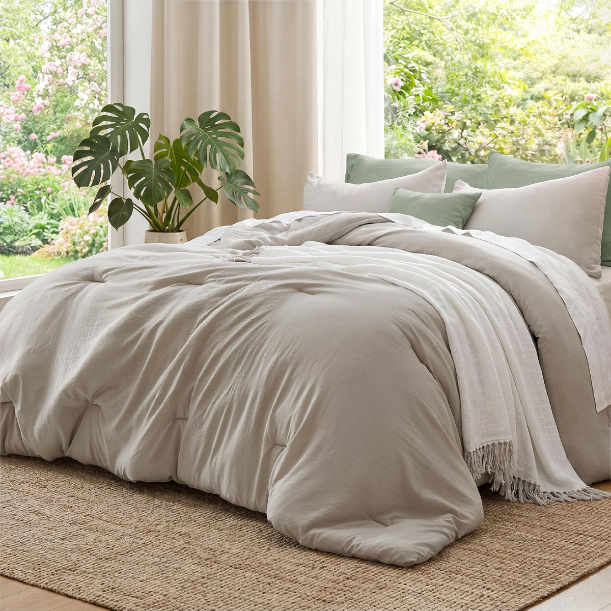 Bedsure Comforter Set Prewashed Soft Bedding Set 3Pcs