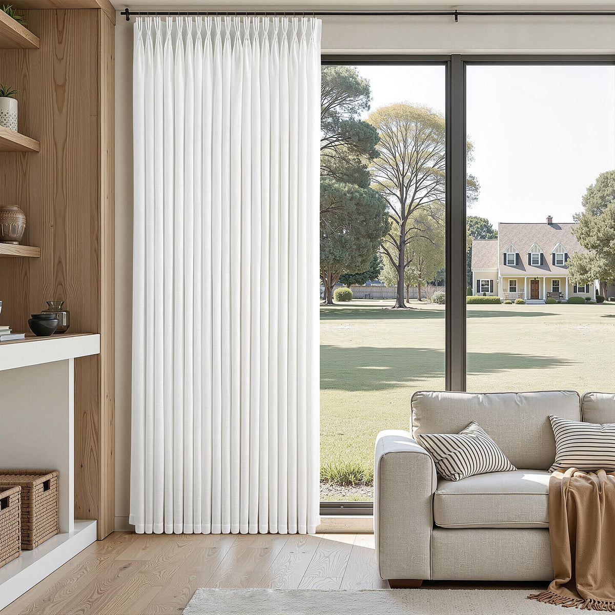 Triple Pinch-Pleated Light-Filtering Linen Curtains
