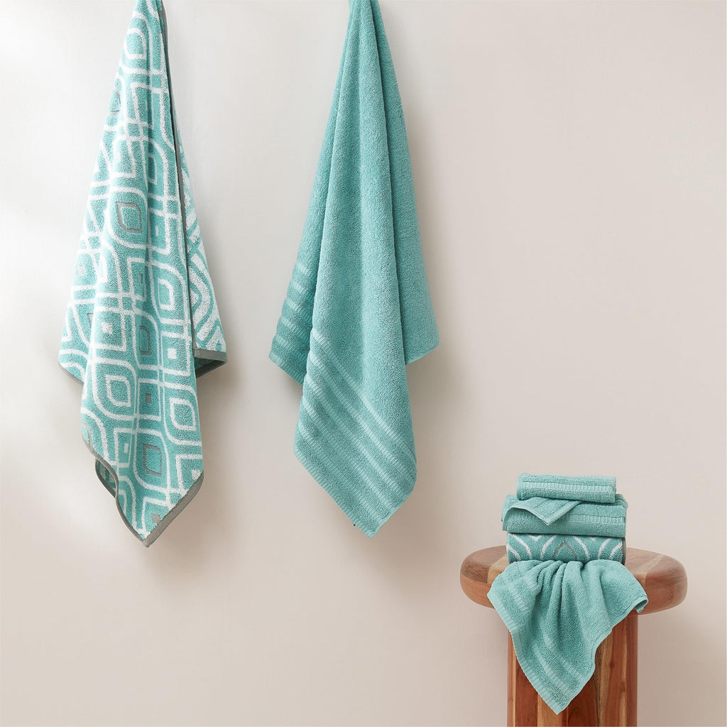 Modern Threads 6 Piece Bath Towel Set – Bathroom Set with 2 Bath Towels, 2 Hand Towels, and 2 Wash Cloths – 100% Cotton, Super Absorbent & Extra Soft – Reversible Pattern
