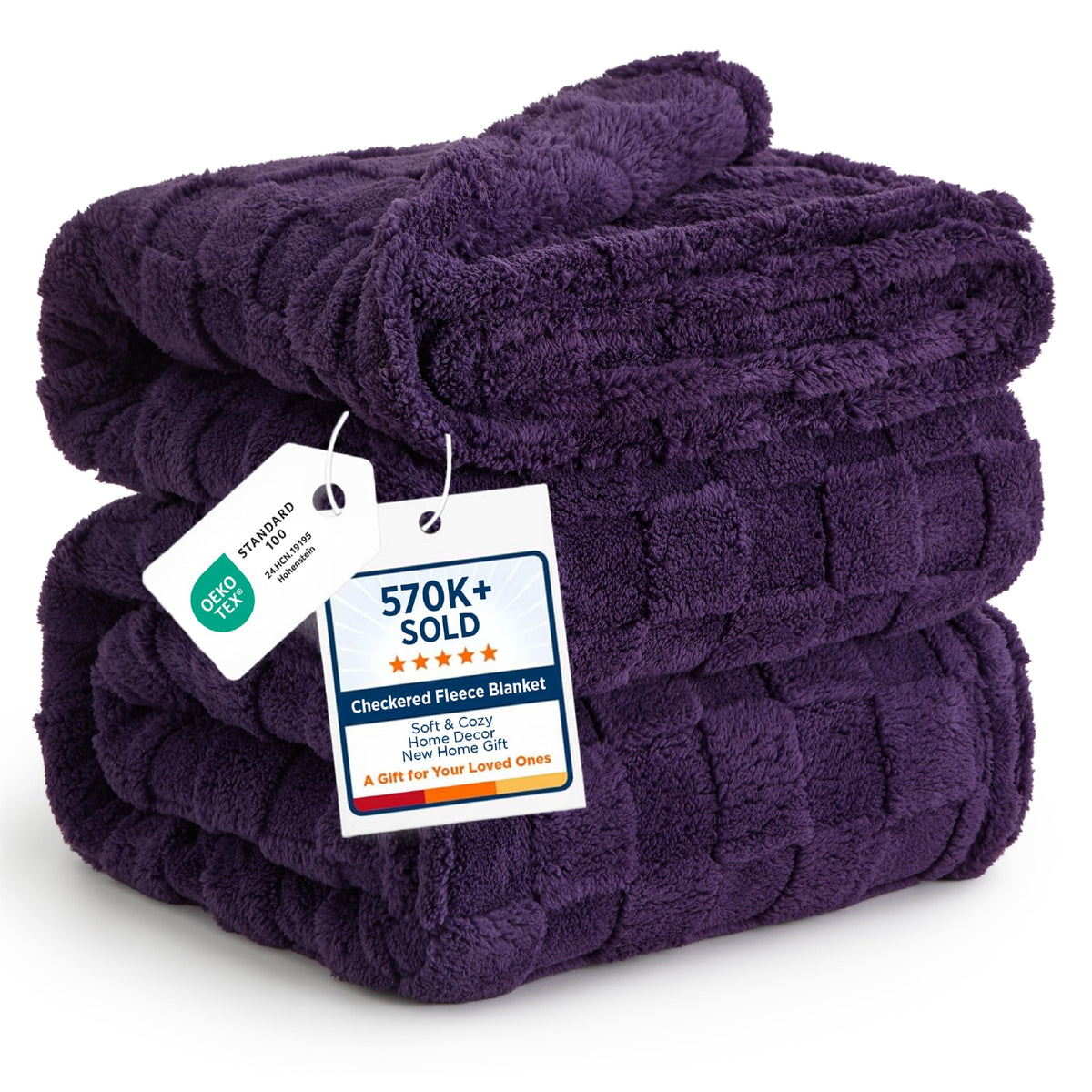 Bedsure GentleSoft Throw Blanket Checkered Fleece Blankets