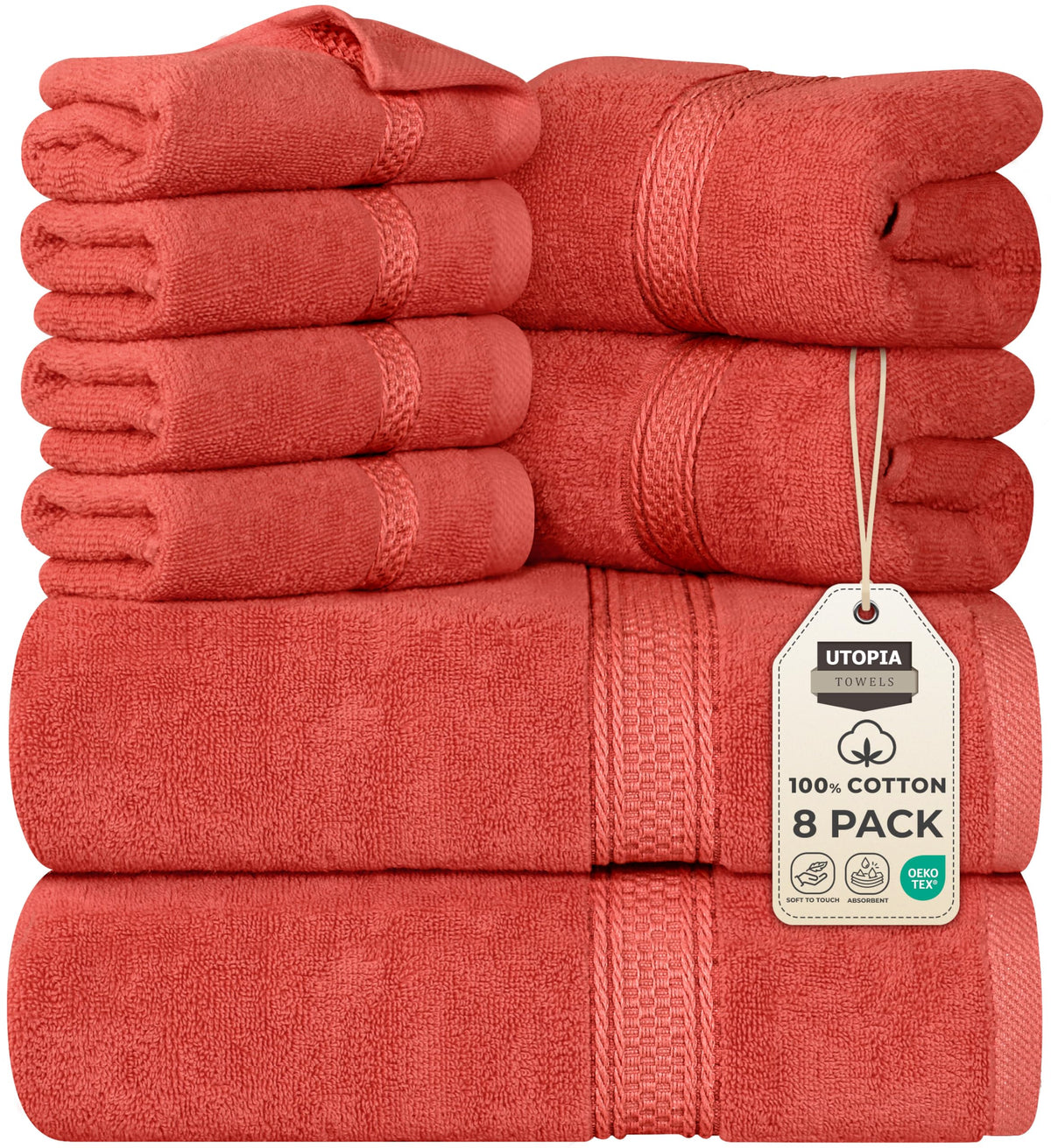 Utopia Towels 8-Piece 600 GSM Cotton Bathroom Towel Set