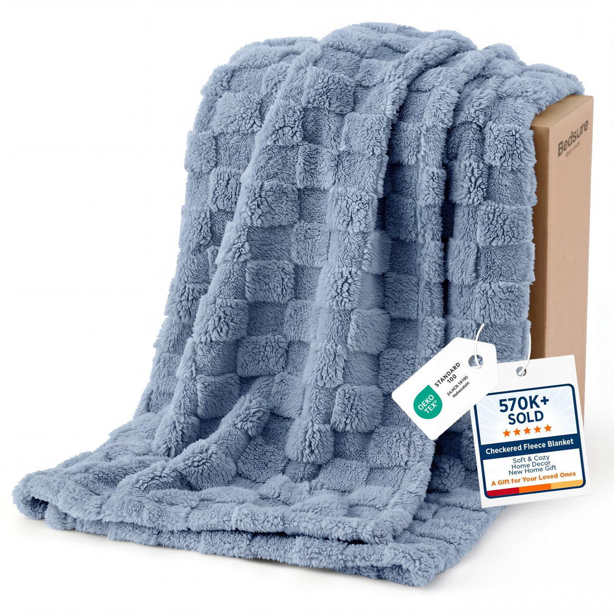 Bedsure GentleSoft Throw Blanket Checkered Fleece Blankets