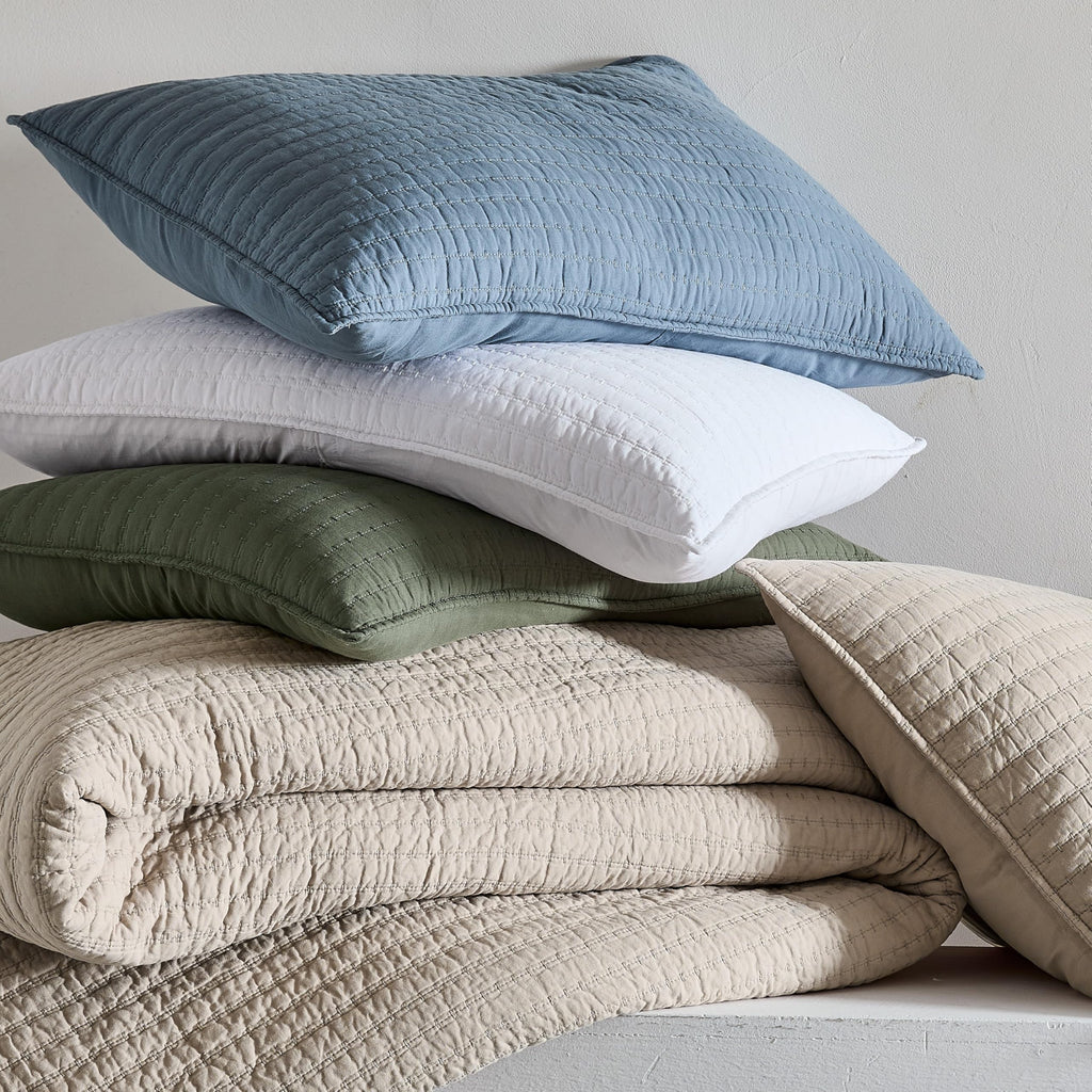 WDCOZY 100% Cotton Channel Pick-Stitch Quilt Set