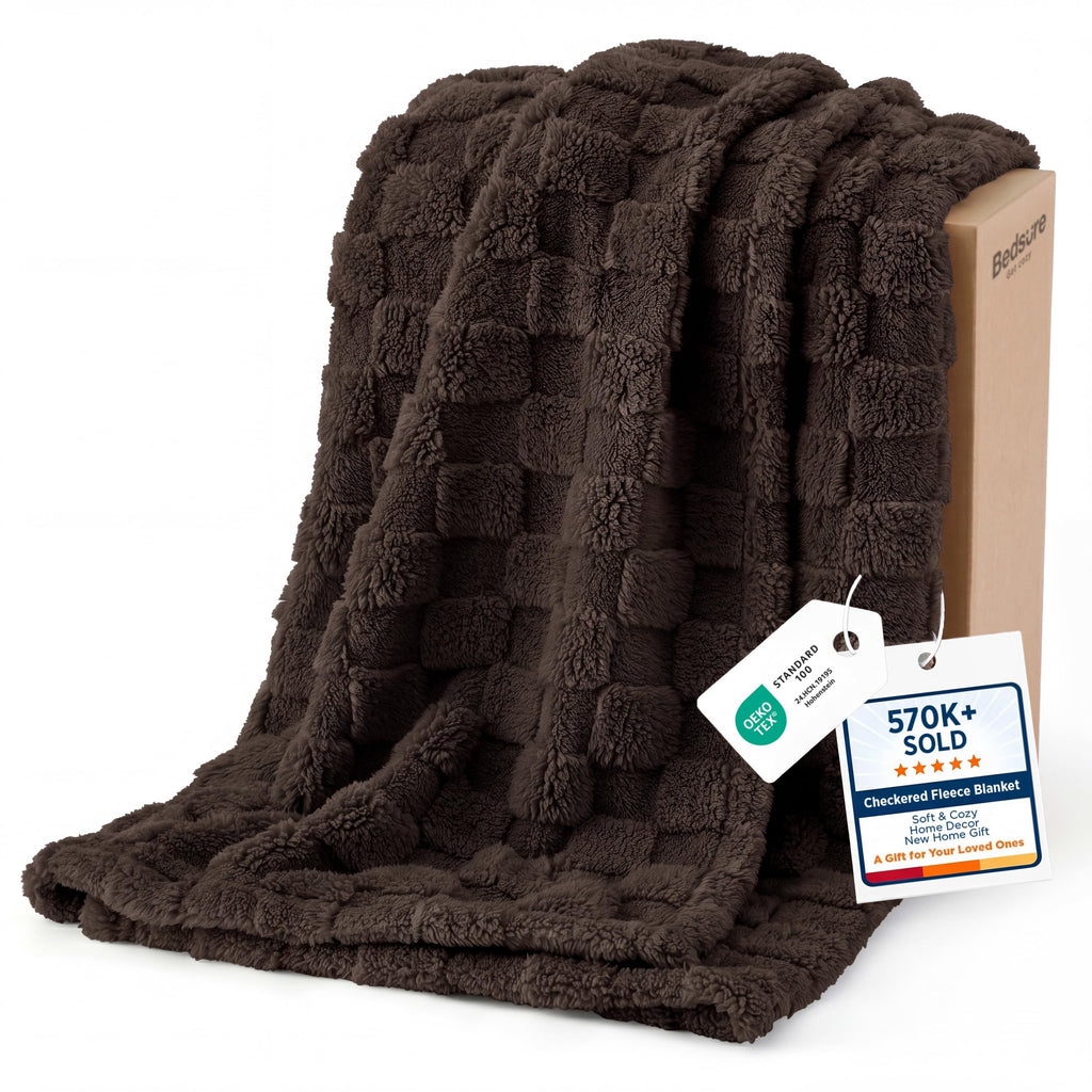 Bedsure GentleSoft Throw Blanket Checkered Fleece Blankets