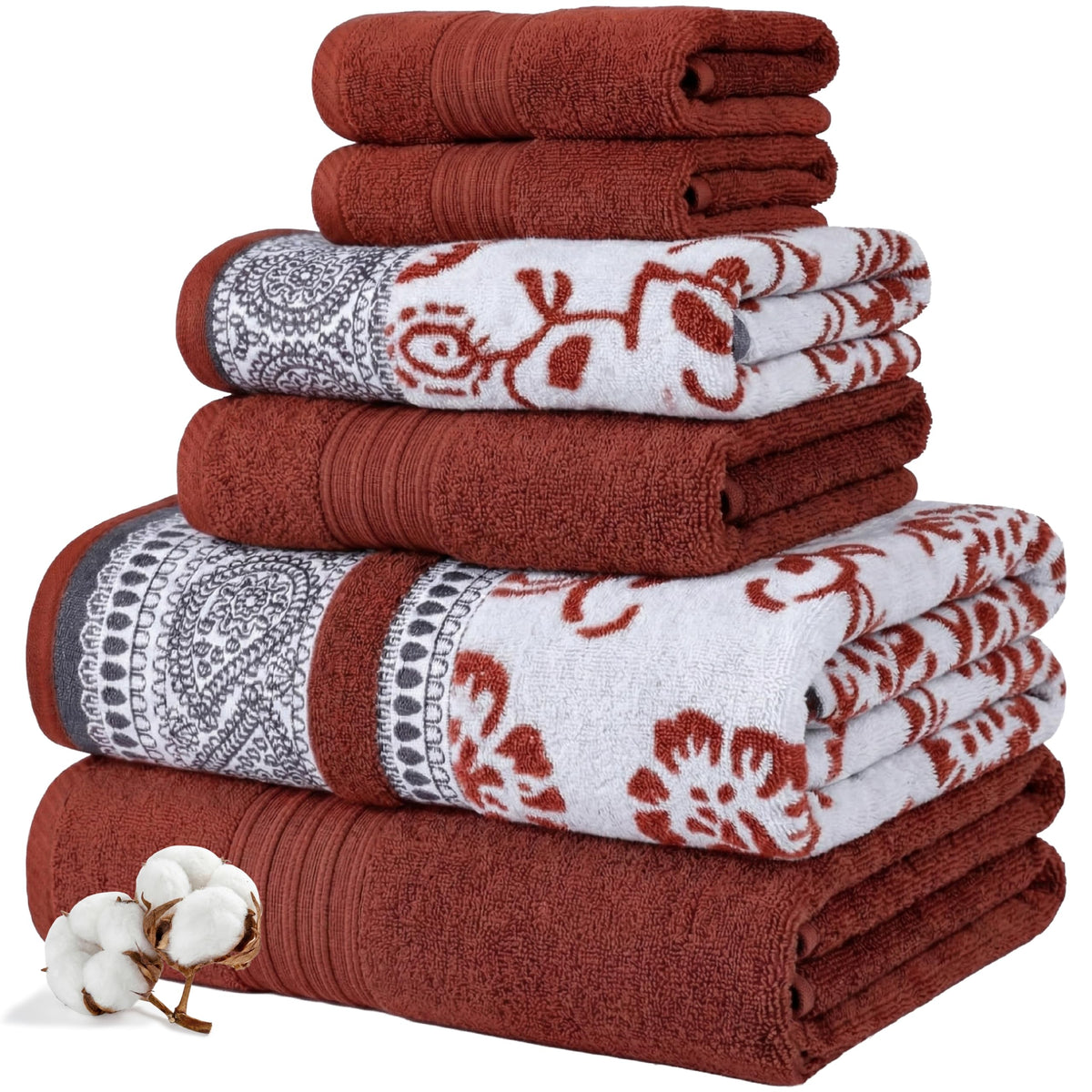 Modern Threads 6-Piece Reversible Cotton Bath Towel Set