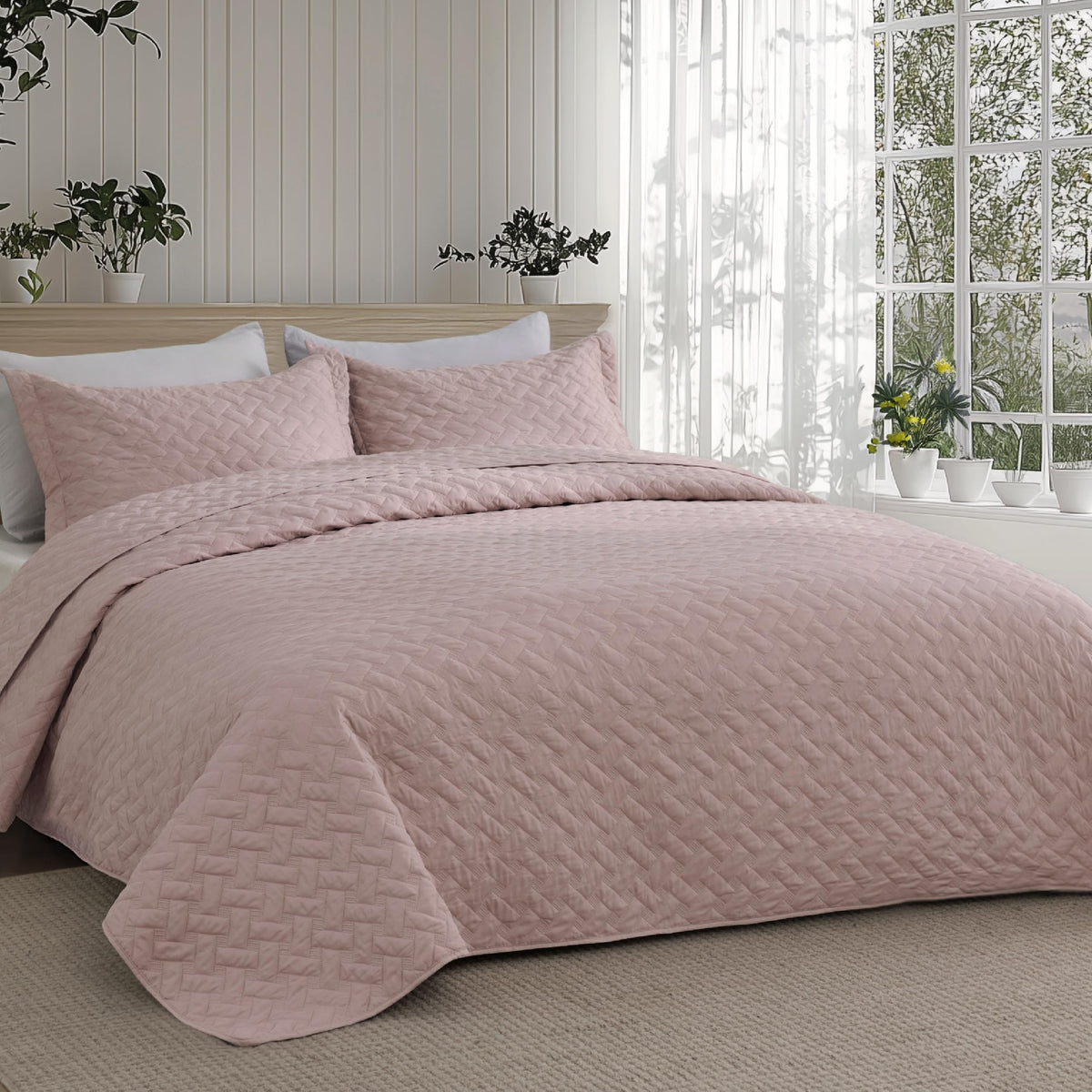 Bedsure Lightweight Basket-Weave Quilt Bedspread Set