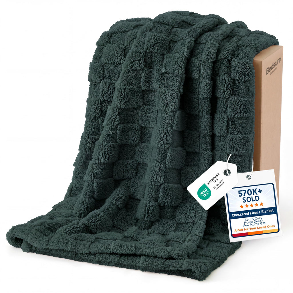 Bedsure GentleSoft Throw Blanket Checkered Fleece Blankets