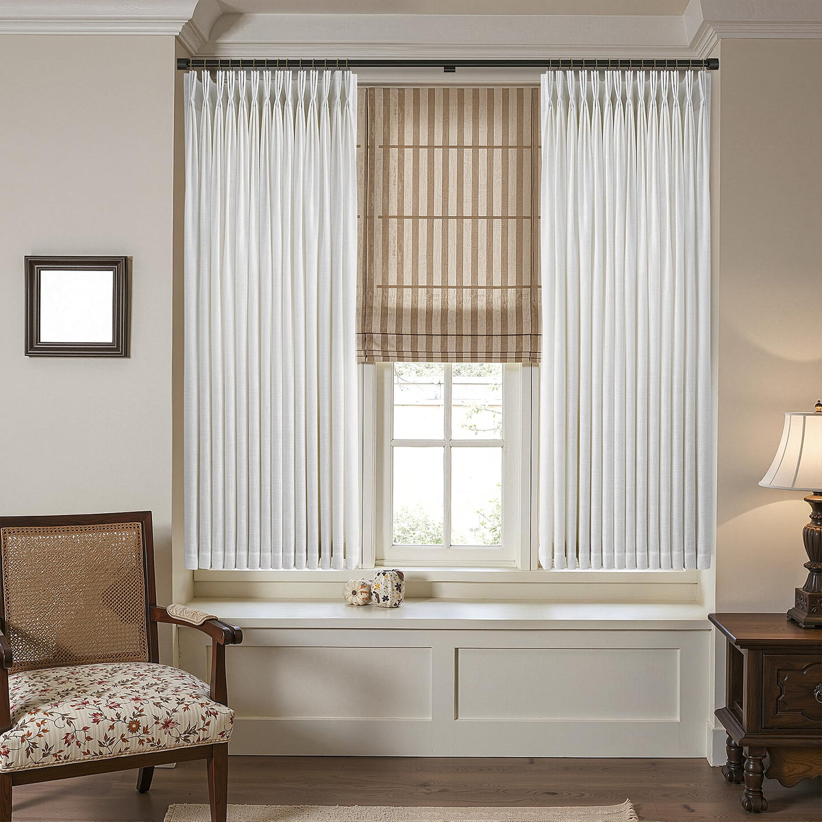 Triple Pinch-Pleated Light-Filtering Linen Curtains