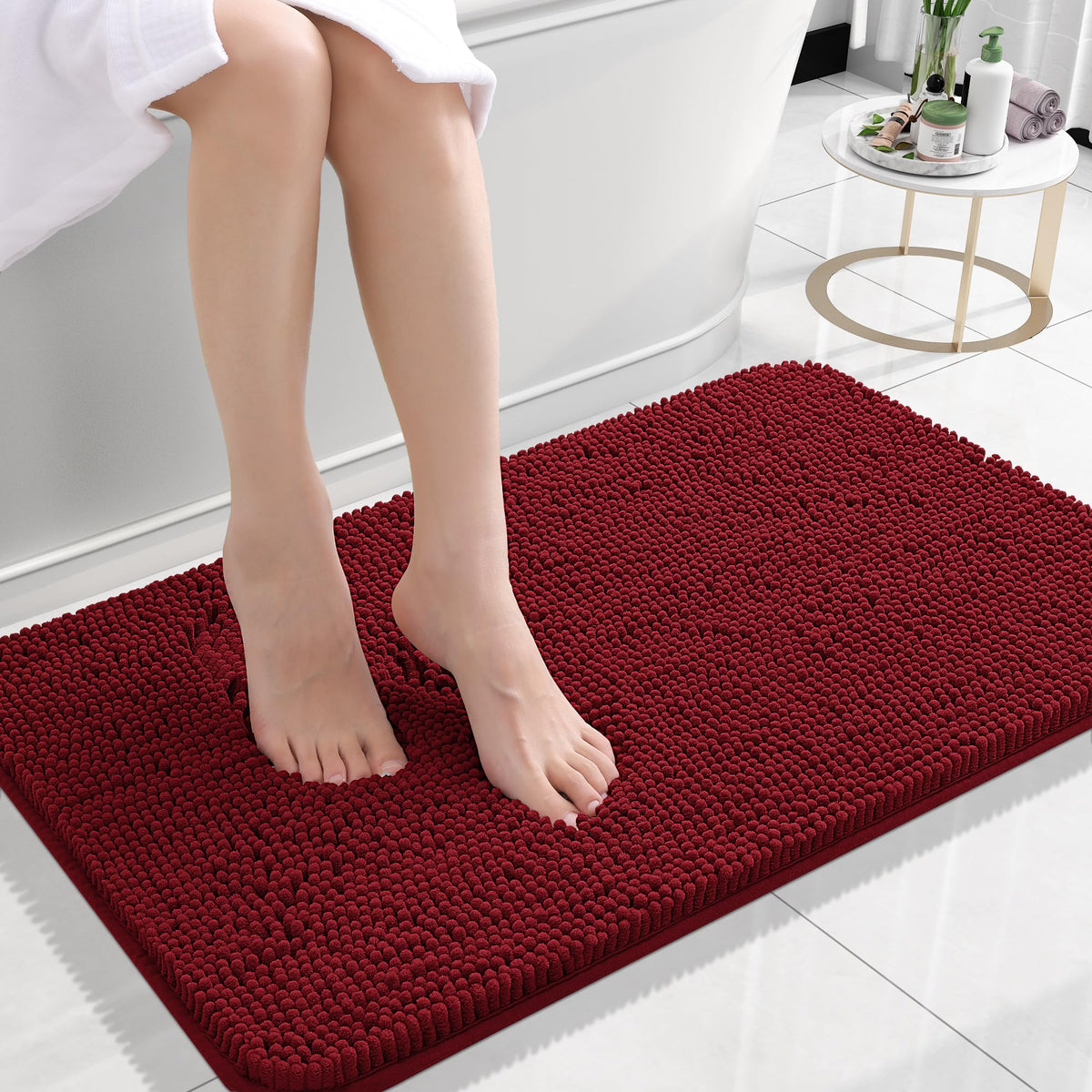 OLANLY Extra-Soft Absorbent Chenille Bathroom Rug Mat
