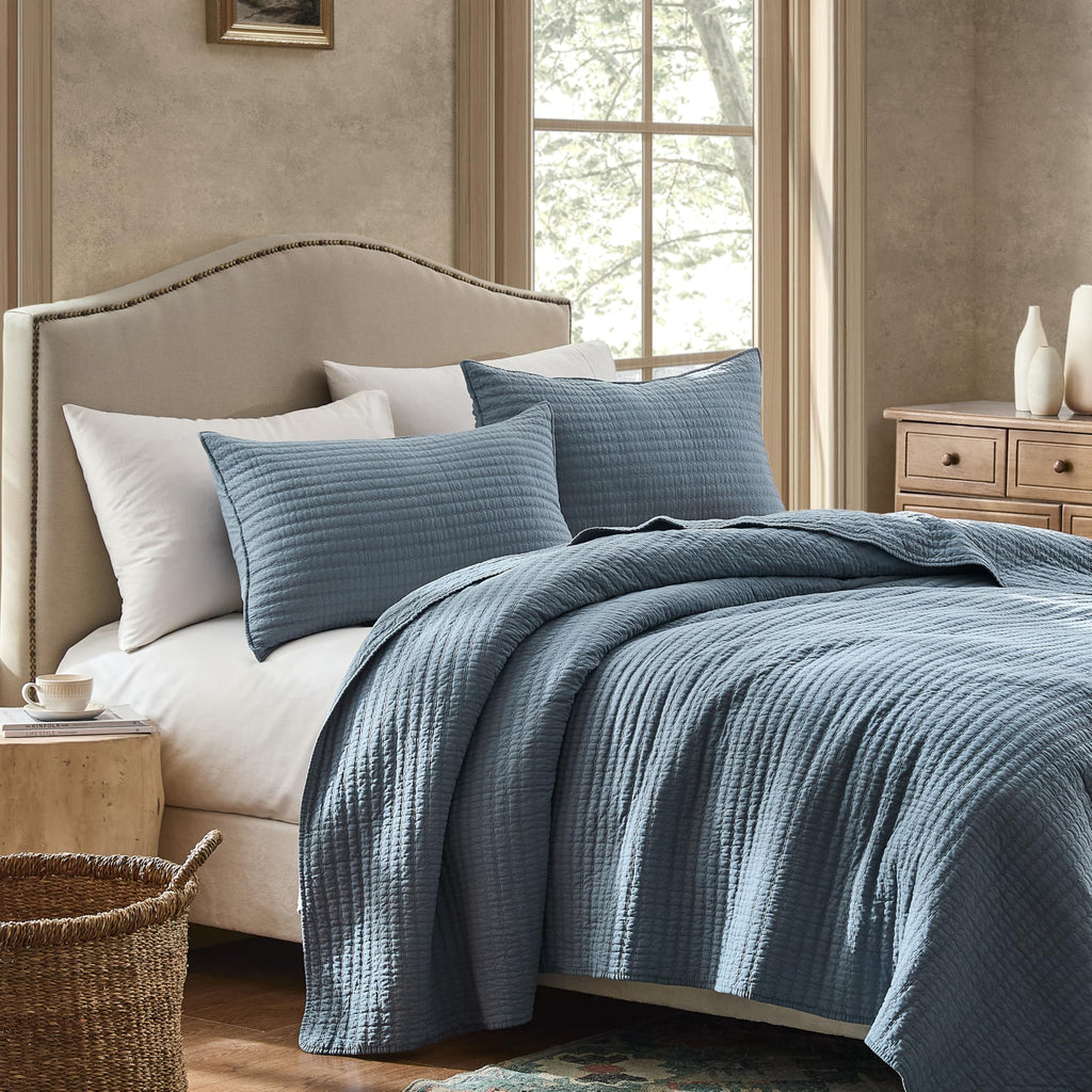 WDCOZY 100% Cotton Channel Pick-Stitch Quilt Set