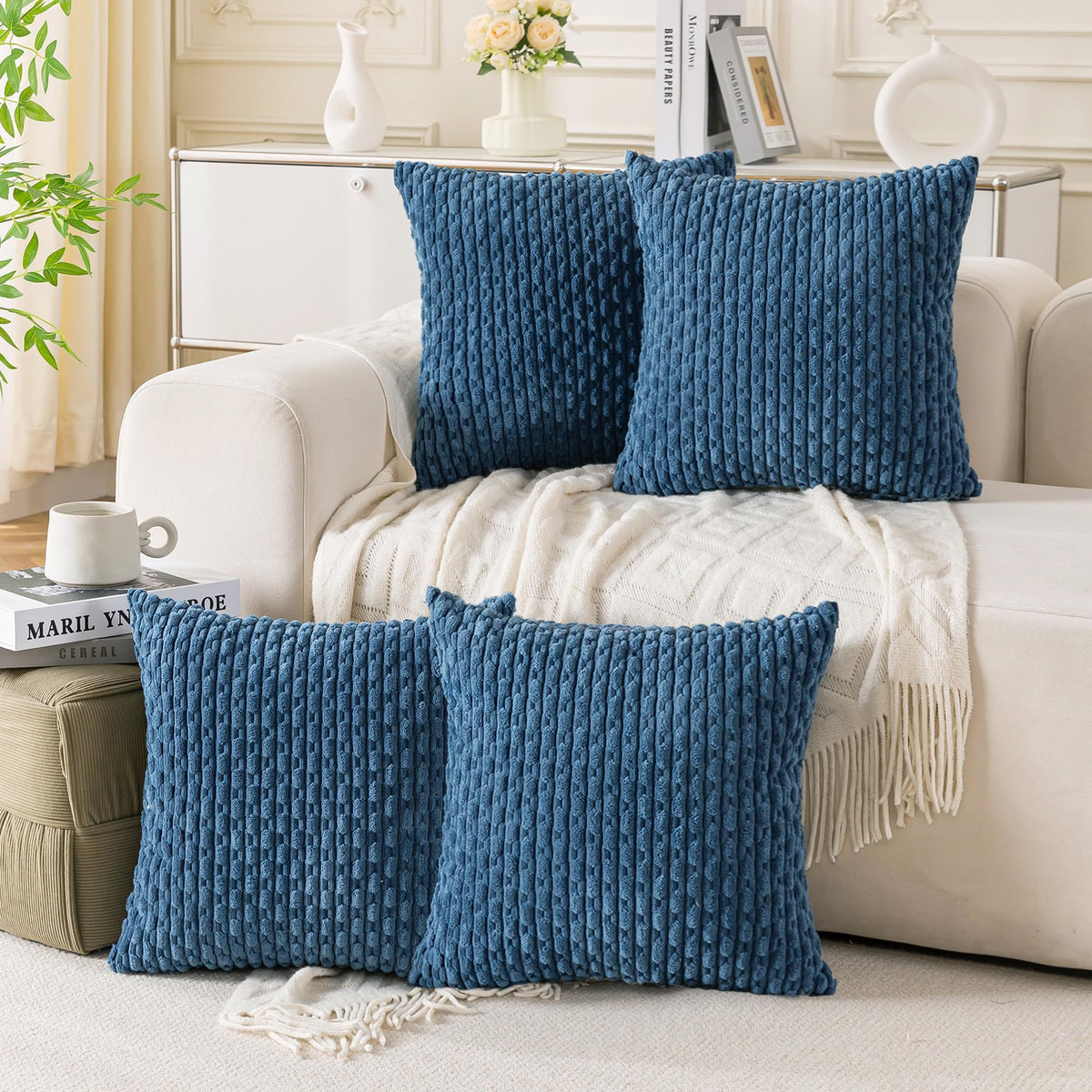 Cozoomy Set of 4 Corduroy Decorative Pillow Covers