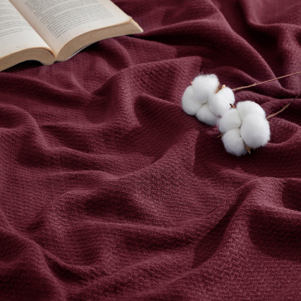 Bedsure 100% Cotton Blanket, Herringbone Weave