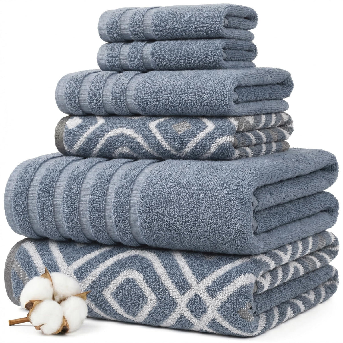 Modern Threads 6-Piece Reversible Cotton Bath Towel Set