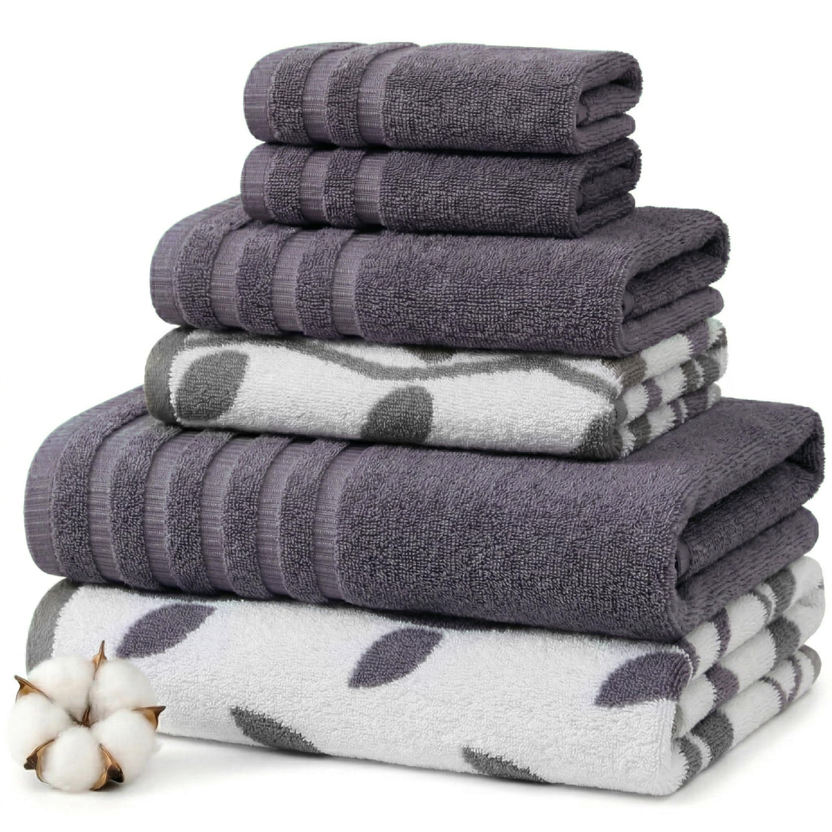 Modern Threads 6-Piece Reversible Cotton Bath Towel Set