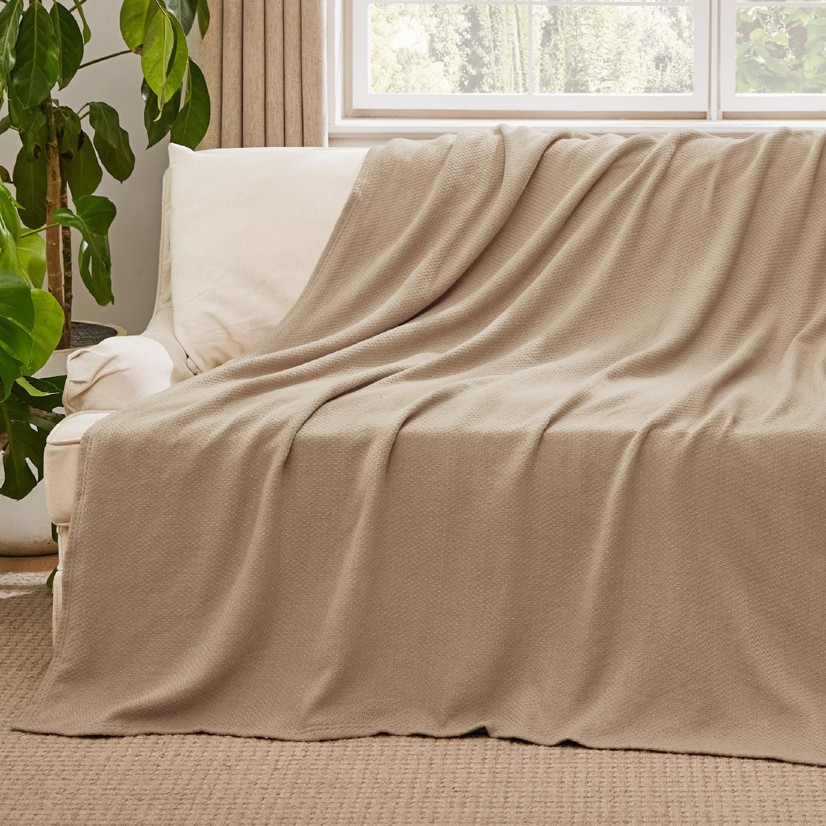 Bedsure 100% Cotton Blanket, Herringbone Weave