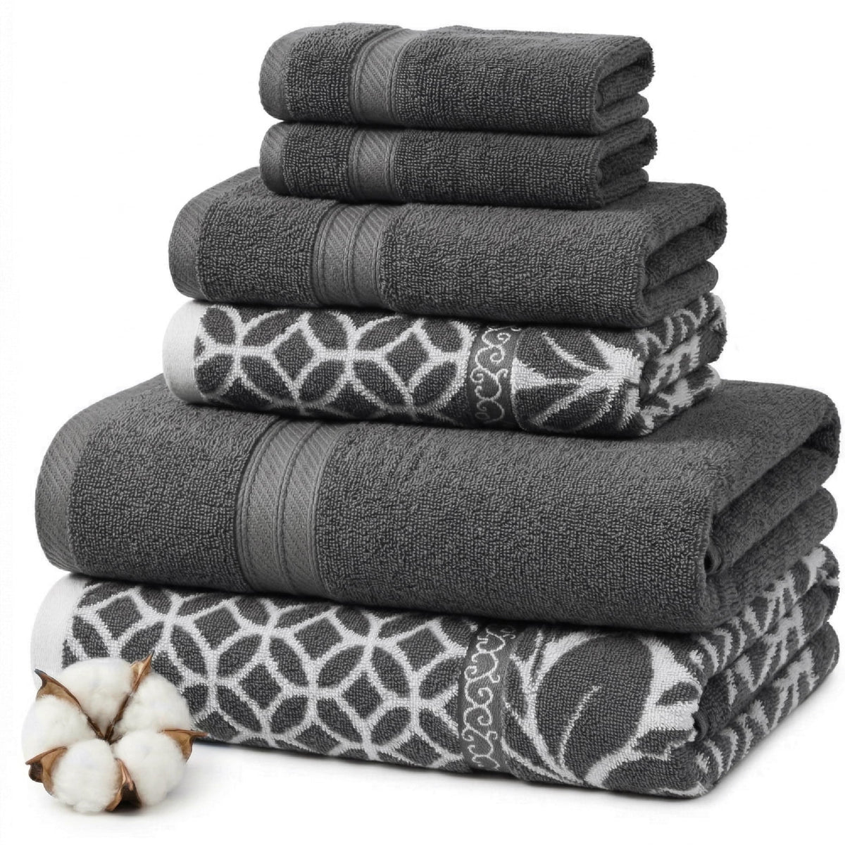 Modern Threads 6-Piece Reversible Cotton Bath Towel Set