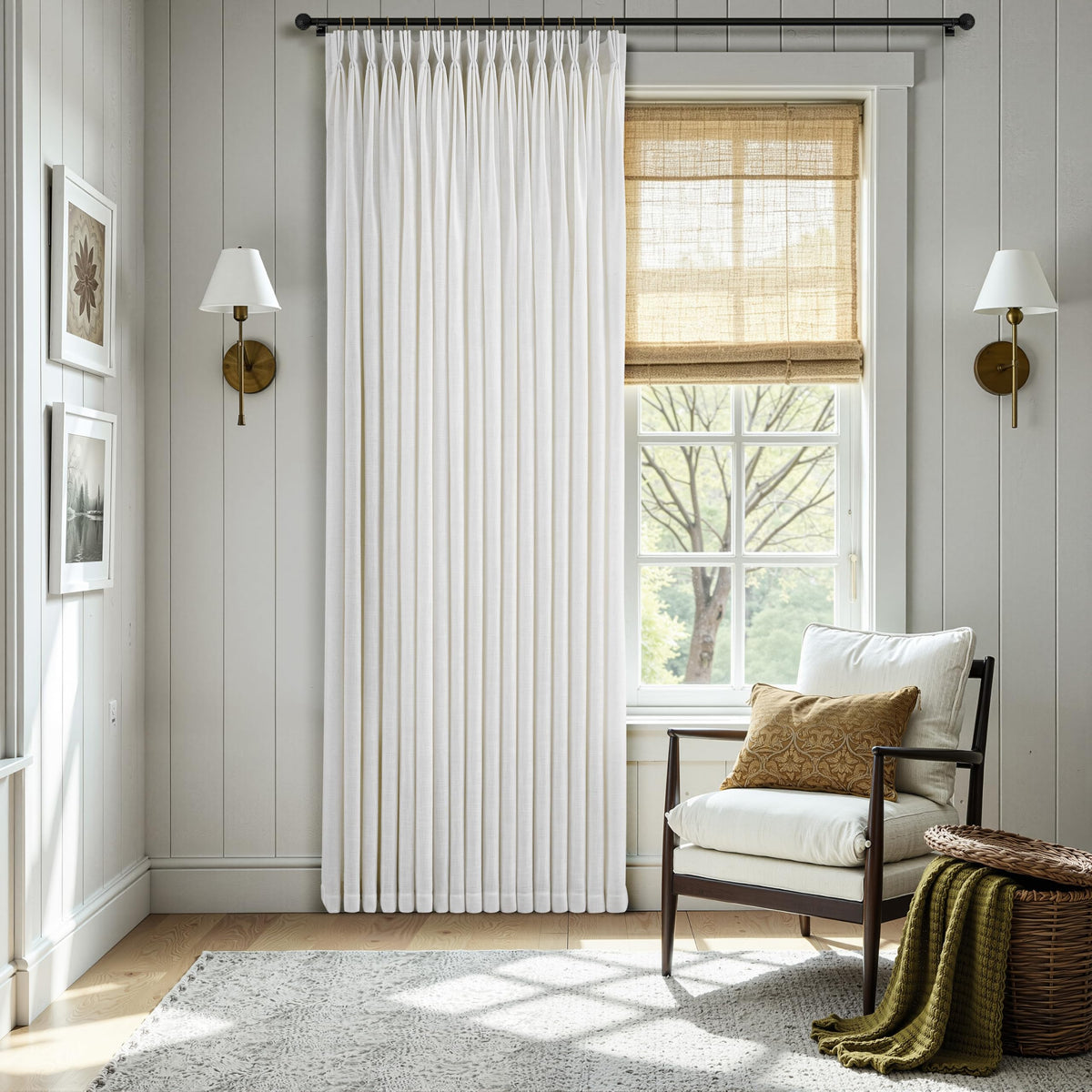 Triple Pinch-Pleated Light-Filtering Linen Curtains