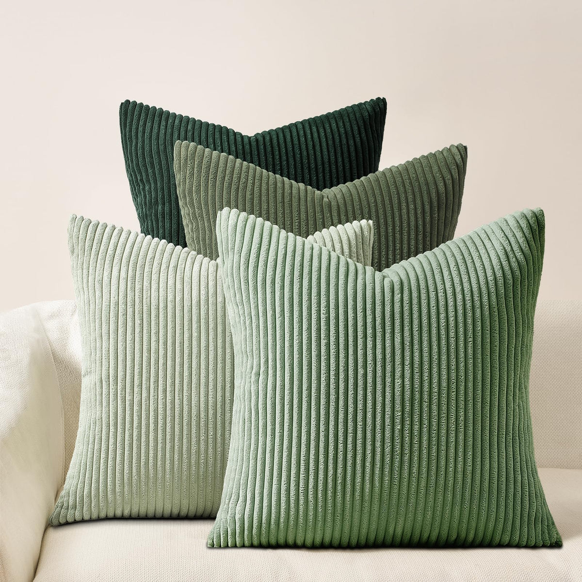 Topfinel Set of 4 Gradient Corduroy Pillow Covers