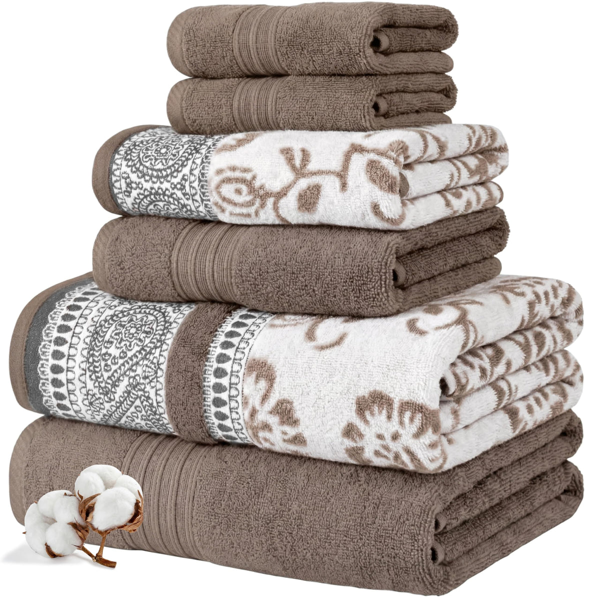 Modern Threads 6-Piece Reversible Cotton Bath Towel Set