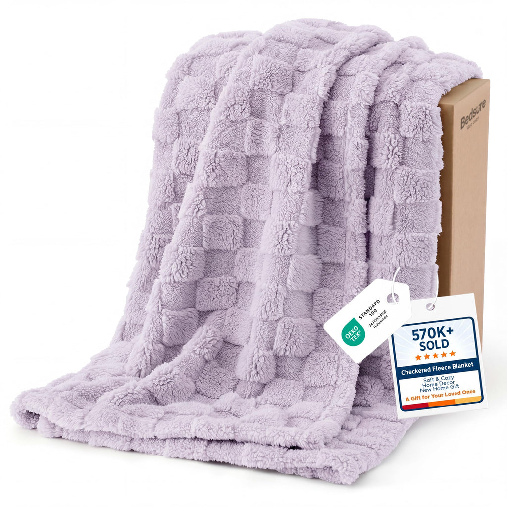 Bedsure GentleSoft Throw Blanket Checkered Fleece Blankets