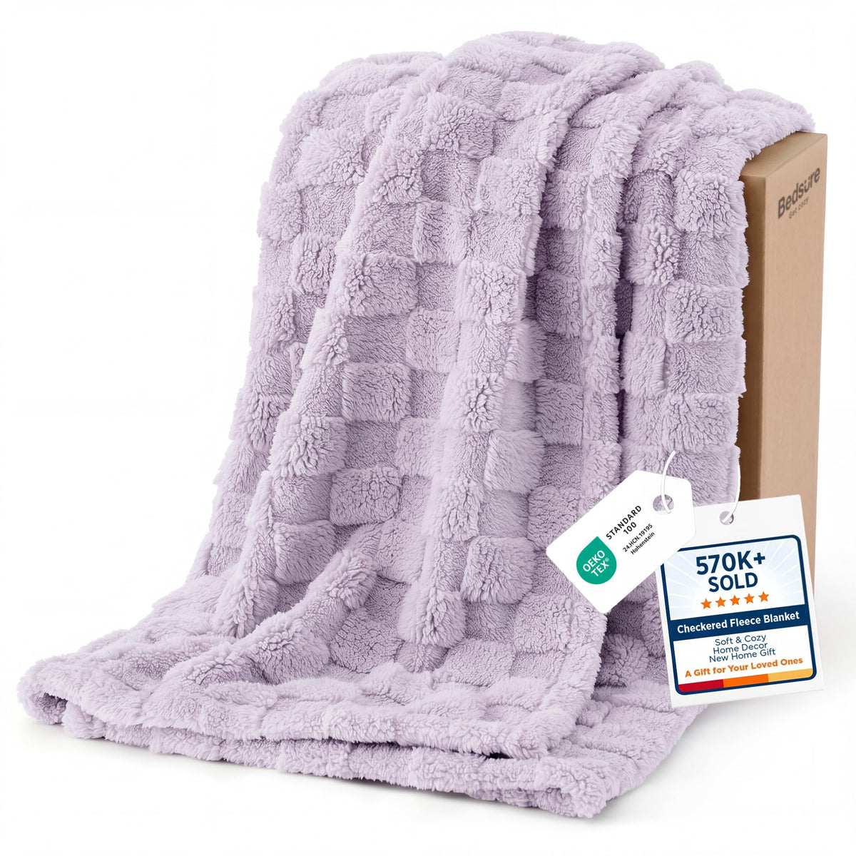 Bedsure GentleSoft Throw Blanket Checkered Fleece Blankets