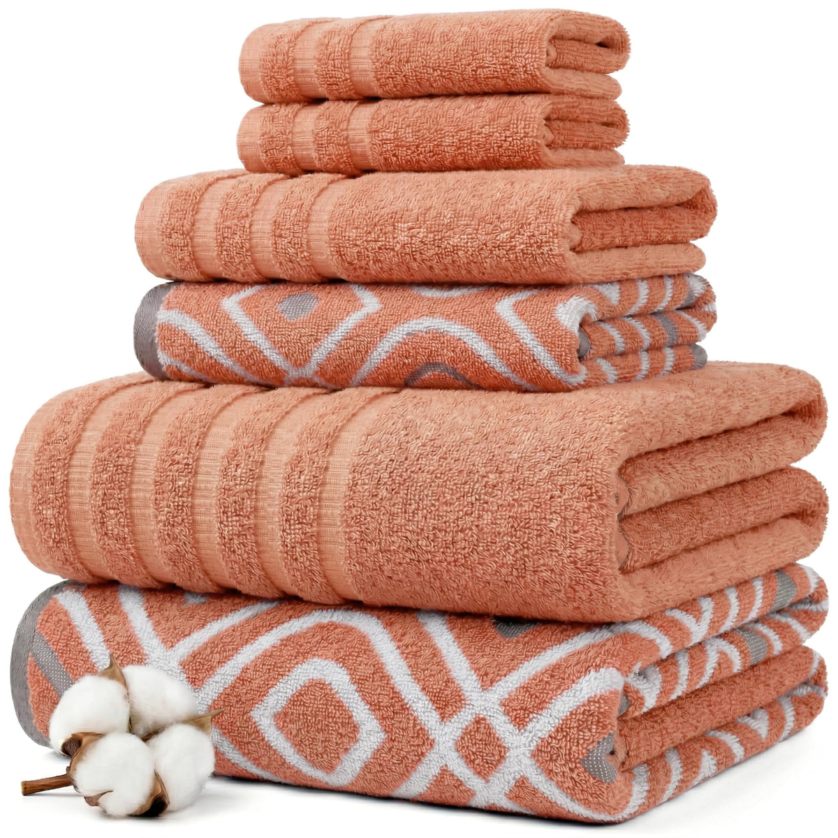 Modern Threads 6-Piece Reversible Cotton Bath Towel Set