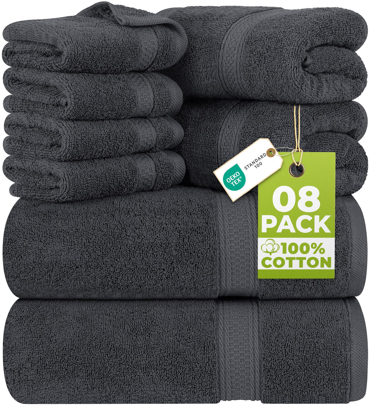 Utopia Towels 8-Piece 600 GSM Cotton Bathroom Towel Set