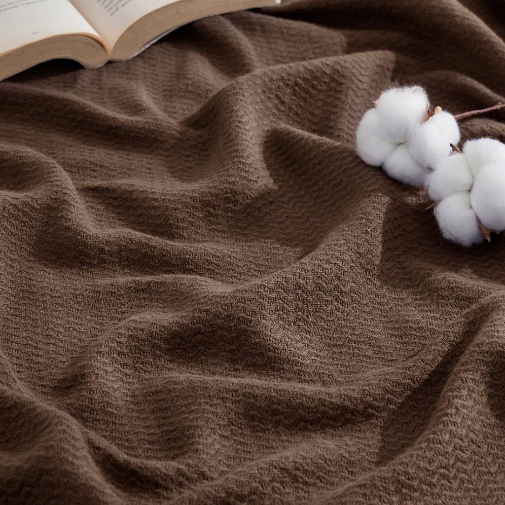 Bedsure 100% Cotton Blanket, Herringbone Weave
