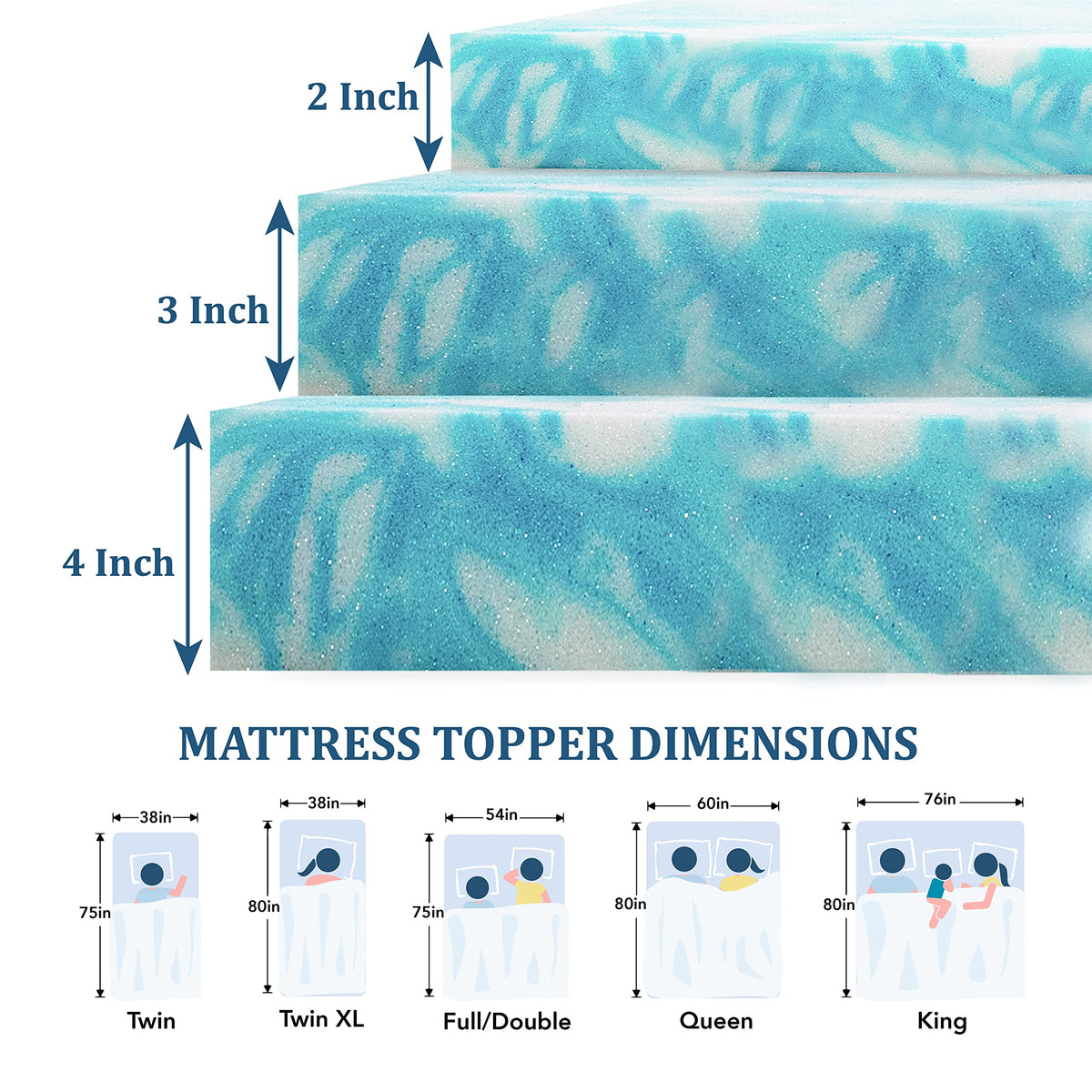 EGO Topper Cal King Memory Foam Mattress Topper