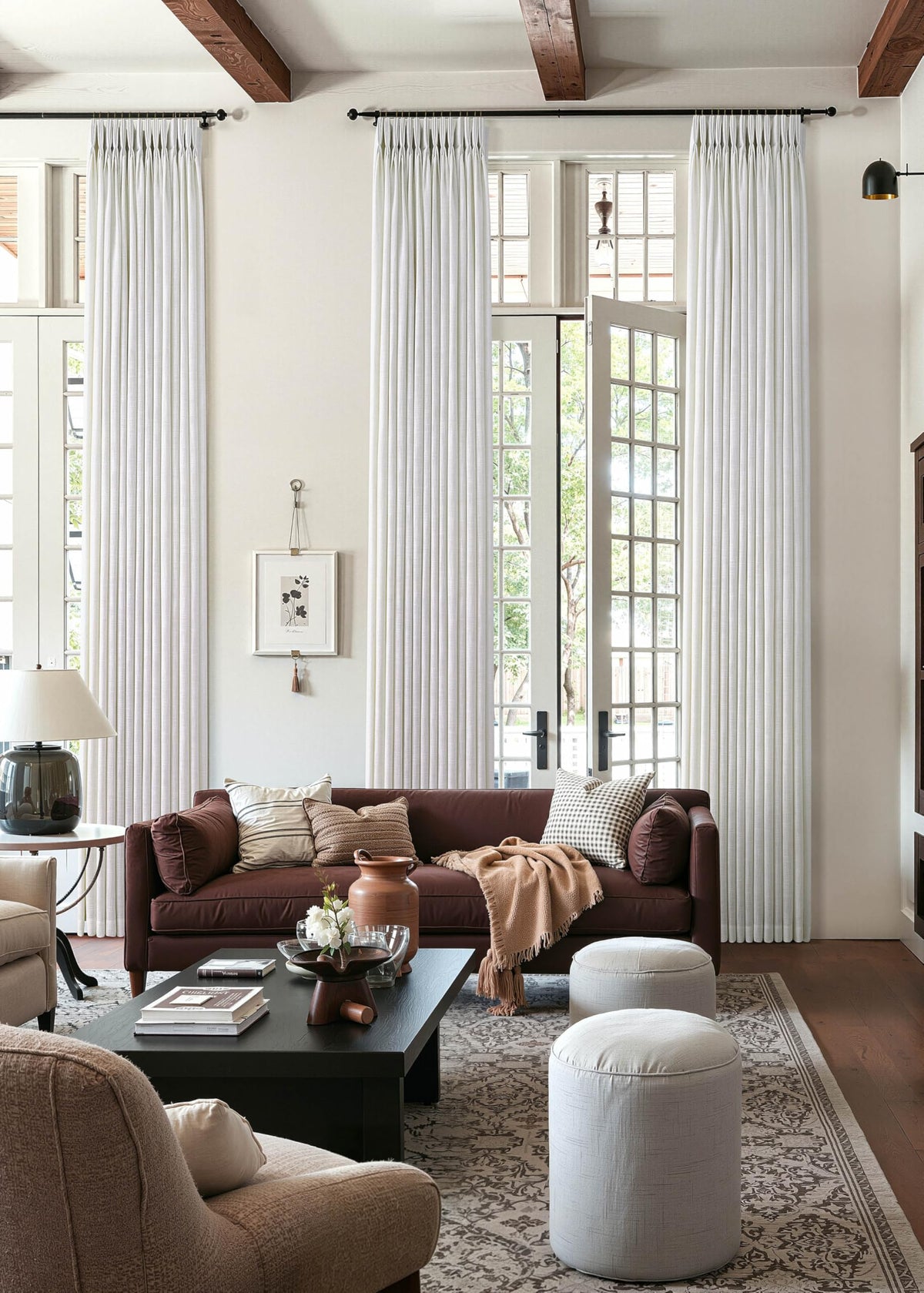 Triple Pinch-Pleated Light-Filtering Linen Curtains