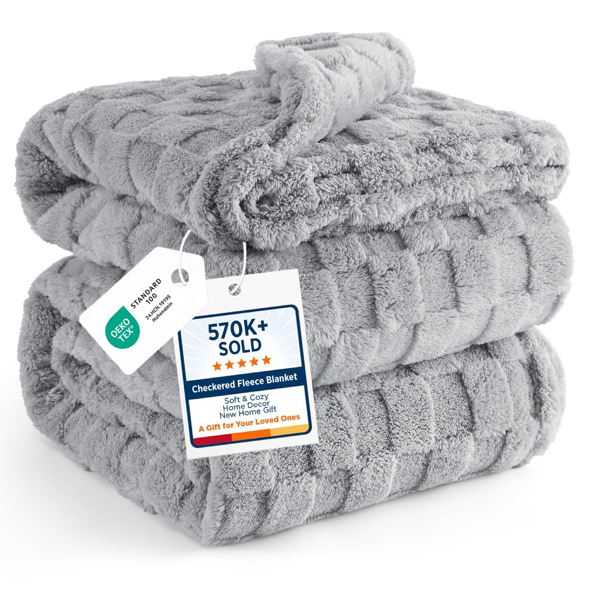 Bedsure GentleSoft Throw Blanket Checkered Fleece Blankets