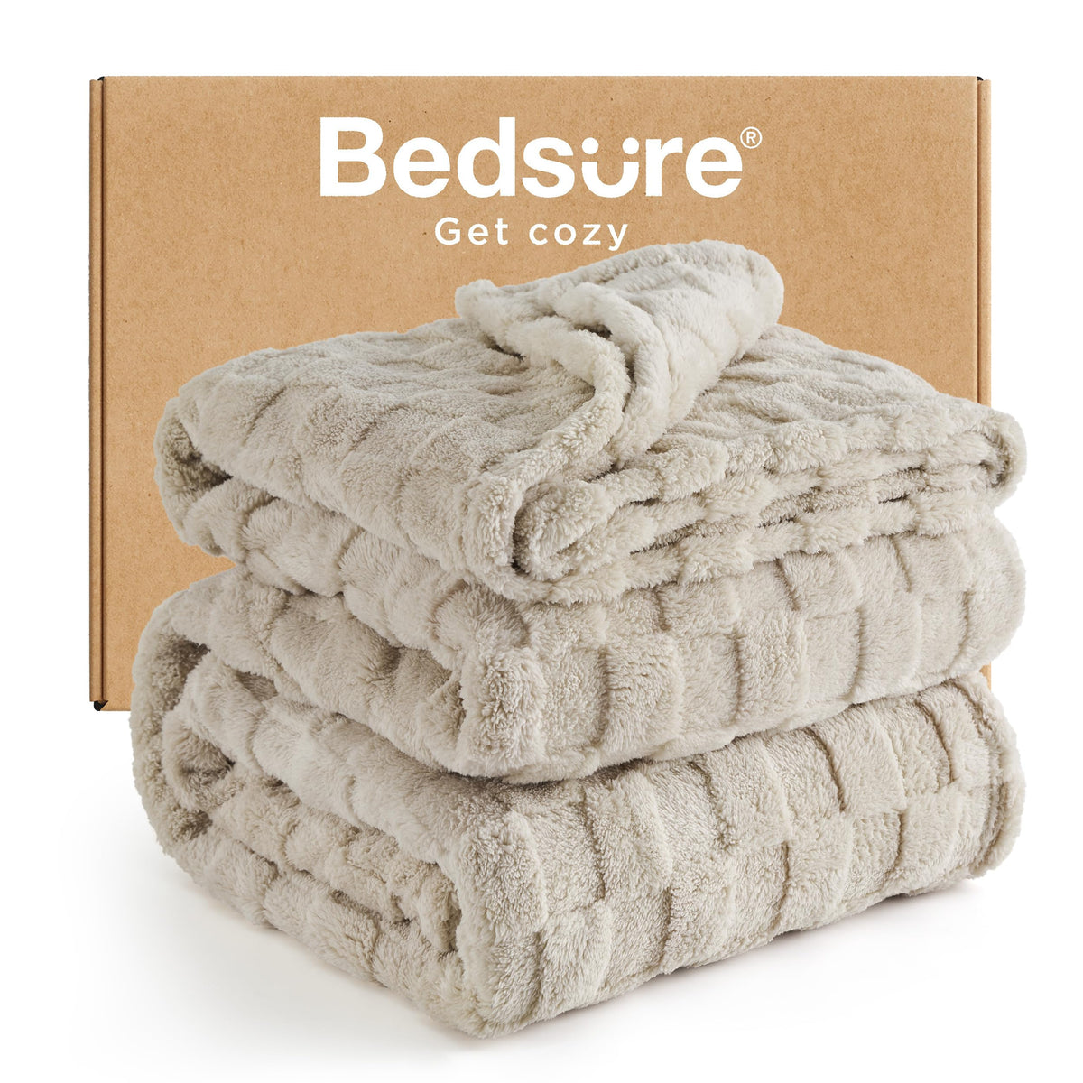 Bedsure GentleSoft Throw Blanket Checkered Fleece Blankets