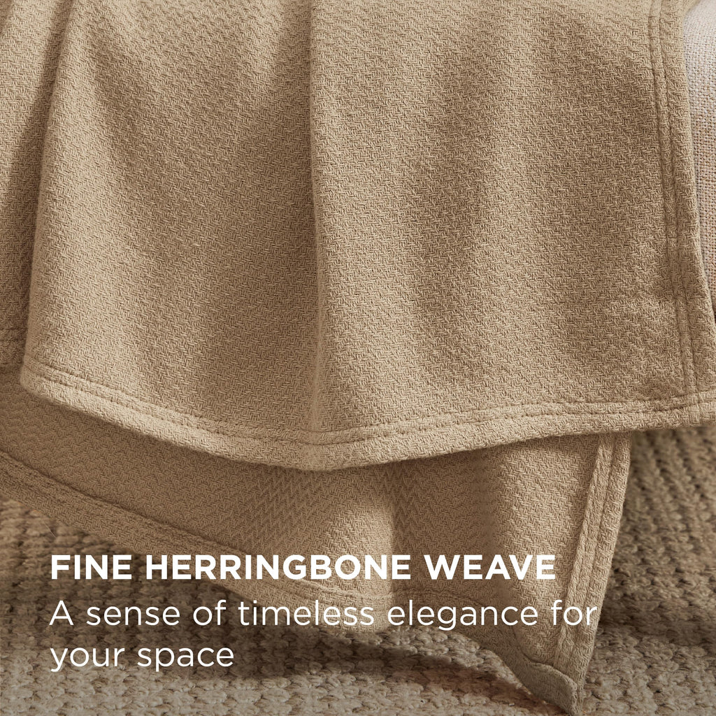 Bedsure 100% Cotton Blanket, Herringbone Weave