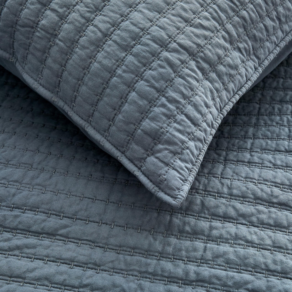 WDCOZY 100% Cotton Channel Pick-Stitch Quilt Set