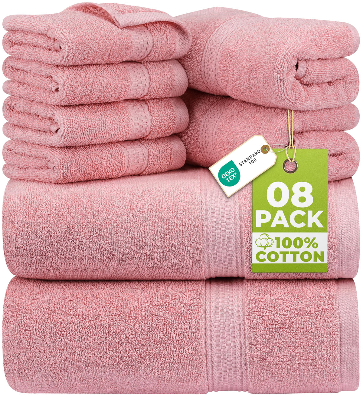 Utopia Towels 8-Piece 600 GSM Cotton Bathroom Towel Set
